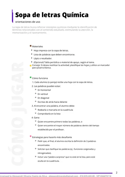 Página interna de sopa de letras sobre tabla periódica