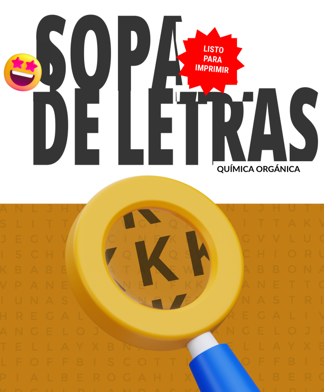 Portada de sopa de letras sobre química orgánica