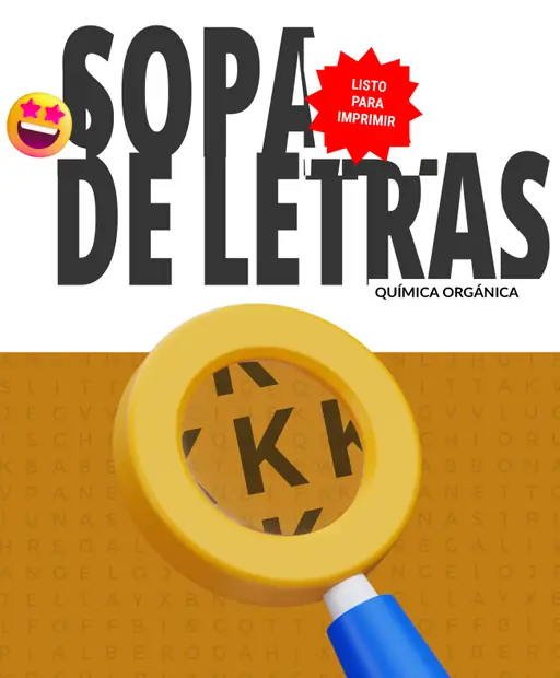 Portada de sopa de letras sobre química orgánica