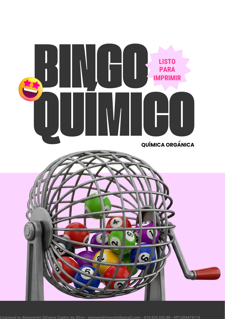 Portada del bingo sobre química orgánica
