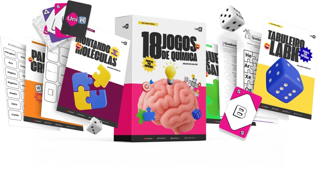 Mockup del pack 18 juegos de química para imprimir